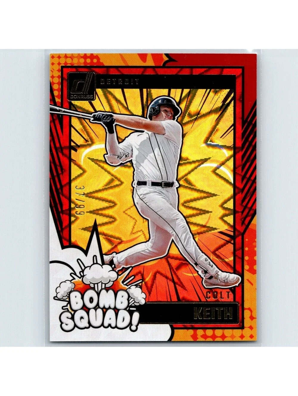 2024 Panini Donruss - Colt Keith #5 - Bomb Squad Red Xplosion /99 - Tigers